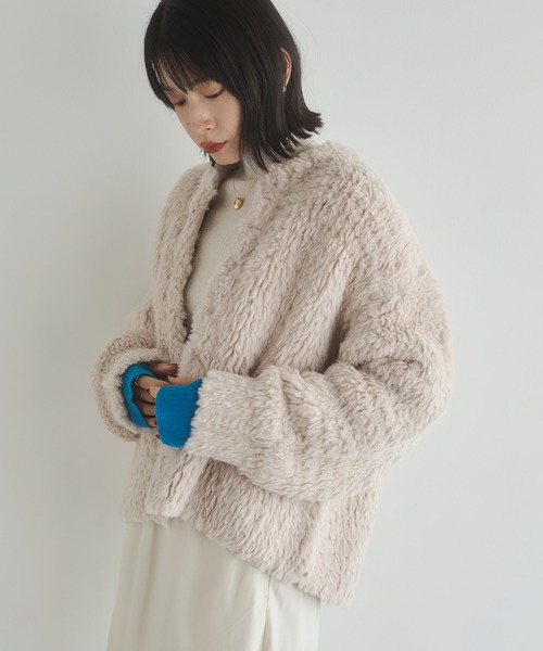 hunch（ハンチ）の「ノーカラー ファーコート（ノーカラーコート・レディース・ブラウン系その他/グレー系その他/アイボリー・FREE）」の19枚目の写真