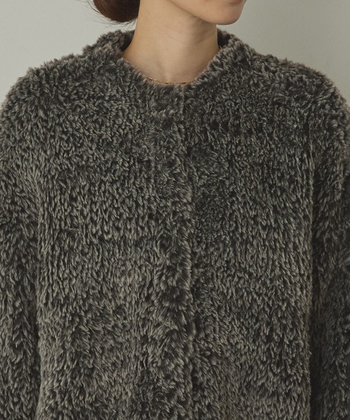 hunch（ハンチ）の「ノーカラー ファーコート（ノーカラーコート・レディース・ブラウン系その他/グレー系その他/アイボリー・FREE）」の4枚目の写真