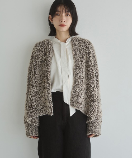 hunch（ハンチ）の「ノーカラー ファーコート（ノーカラーコート・レディース・ブラウン系その他/グレー系その他/アイボリー・FREE）」の7枚目の写真