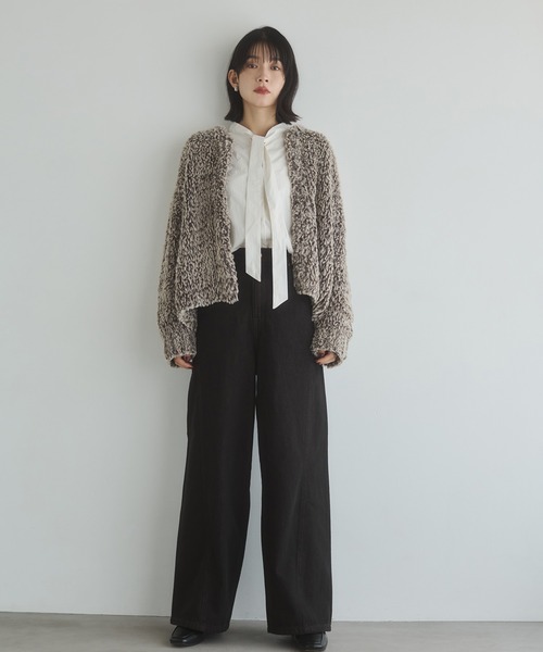 hunch（ハンチ）の「ノーカラー ファーコート（ノーカラーコート・レディース・ブラウン系その他/グレー系その他/アイボリー・FREE）」の14枚目の写真