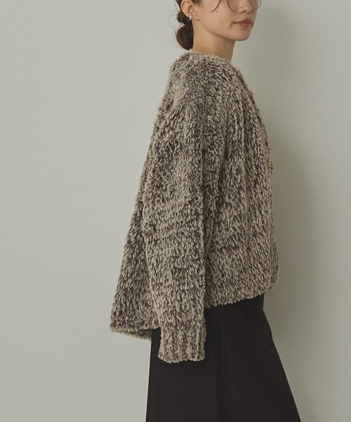 hunch（ハンチ）の「ノーカラー ファーコート（ノーカラーコート・レディース・ブラウン系その他/グレー系その他/アイボリー・FREE）」の13枚目の写真