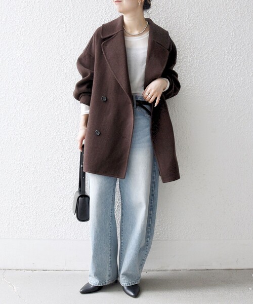 セール】SHIPS any: リバー ダブル テーラード ミドル コクーン コート