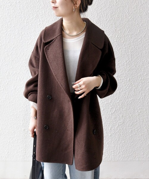 SHIPS any〈シップスエニィ〉 テーラード ウール ミドル丈 コート SHIPS any（シップス エニィ）の「SHIPS any: リバー ダブル