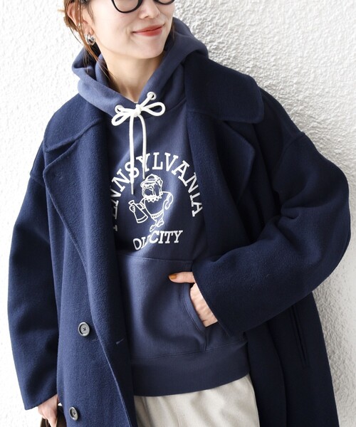 ★新品未使用タグ付き★ シップスエニィ コート ジャケット ミドルコート 36 SHIPS any: リバー ダブル テーラード ミドル コクーン コート