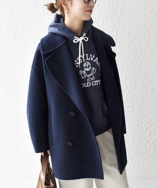 SHIPS any〈シップスエニィ〉 テーラード ウール ミドル丈 コート SHIPS any: リバー ダブル テーラード ミドル コクーン コート（その他