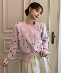 【着用動画あり・4色展開】ドットニットカーディガン