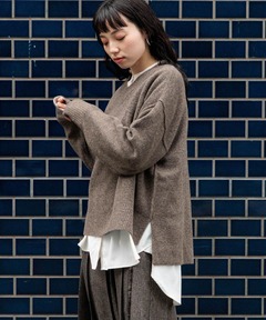 DANTON/ダントン] ワンポイントロゴ クルーネックニットカーディガン