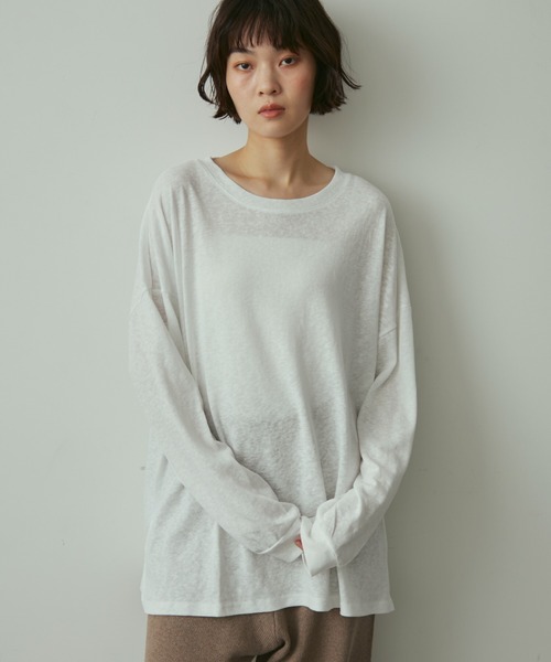 full/fill.(フルフィル)の「basic loose T / ベーシックルーズT(Tシャツ/カットソー・レディース・ネイビー/ホワイト/ブラウン・FREE)」の1枚目の写真