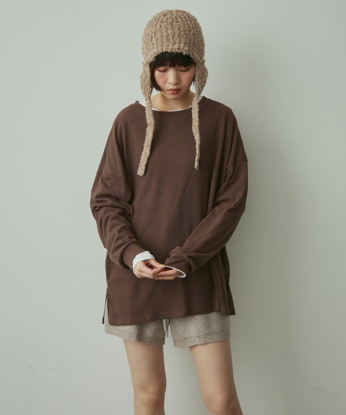 full/fill.(フルフィル)の「basic loose T / ベーシックルーズT(Tシャツ/カットソー・レディース・ネイビー/ホワイト/ブラウン・FREE)」の6枚目の写真