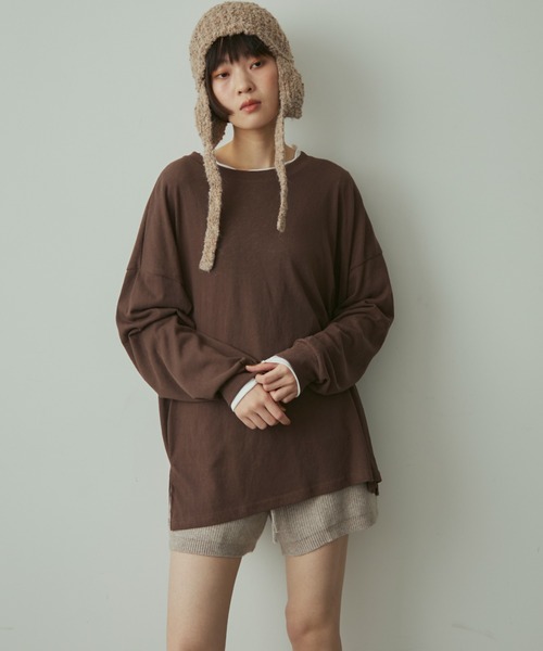 full/fill.(フルフィル)の「basic loose T / ベーシックルーズT(Tシャツ/カットソー・レディース・ネイビー/ホワイト/ブラウン・FREE)」の9枚目の写真