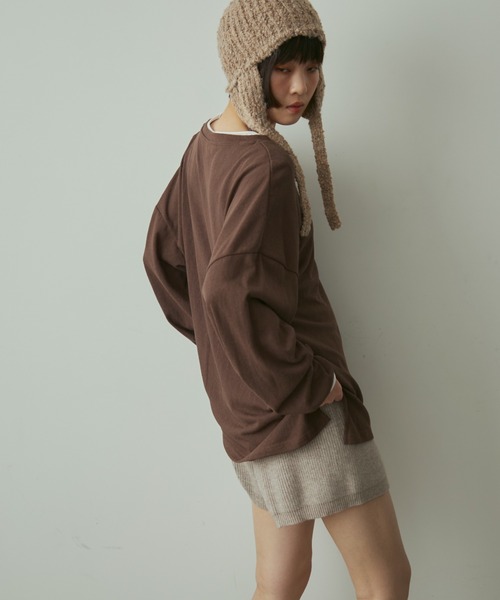 full/fill.(フルフィル)の「basic loose T / ベーシックルーズT(Tシャツ/カットソー・レディース・ネイビー/ホワイト/ブラウン・FREE)」の14枚目の写真