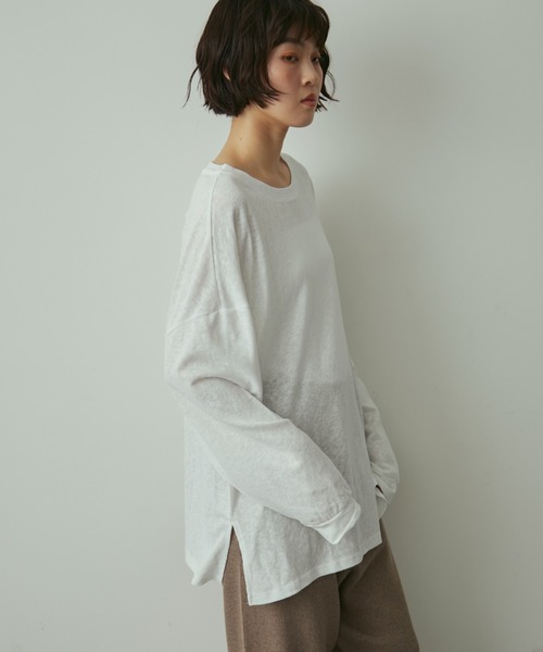 full/fill.(フルフィル)の「basic loose T / ベーシックルーズT(Tシャツ/カットソー・レディース・ネイビー/ホワイト/ブラウン・FREE)」の8枚目の写真
