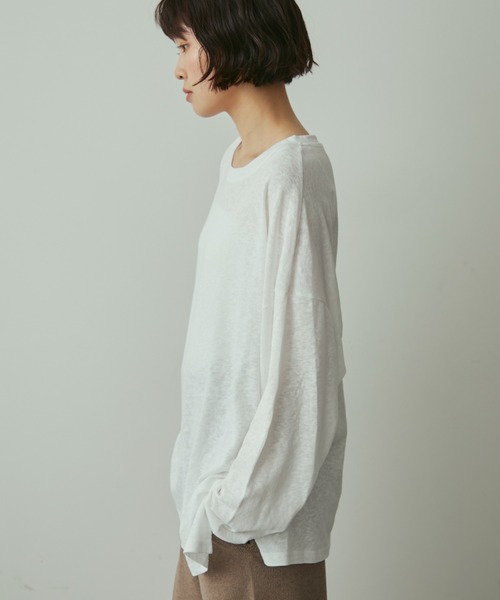 full/fill.(フルフィル)の「basic loose T / ベーシックルーズT(Tシャツ/カットソー・レディース・ネイビー/ホワイト/ブラウン・FREE)」の7枚目の写真