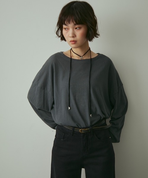 full/fill.(フルフィル)の「basic loose T / ベーシックルーズT(Tシャツ/カットソー・レディース・ネイビー/ホワイト/ブラウン・FREE)」の12枚目の写真
