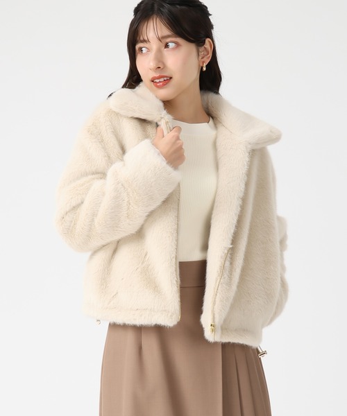 31 Sons de mode（トランテアン　ソン　ドゥ　モード）の「2025秋冬新作 フェイクファーショートブルゾン（ブルゾン・レディース・グレイッシュベージュ/アイボリー/ブラウン・S/M）」の18枚目の写真