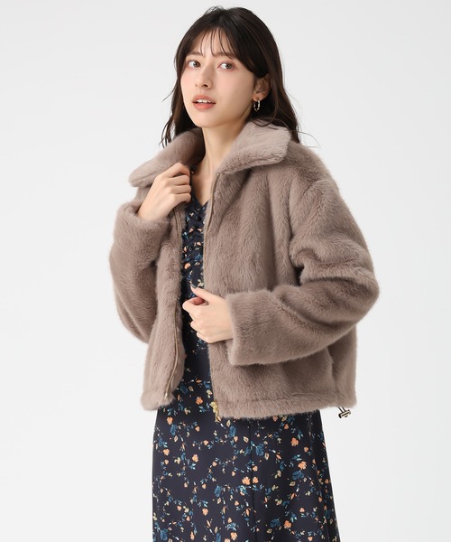 31 Sons de mode（トランテアン　ソン　ドゥ　モード）の「2025秋冬新作 フェイクファーショートブルゾン（ブルゾン・レディース・グレイッシュベージュ/アイボリー/ブラウン・S/M）」の4枚目の写真