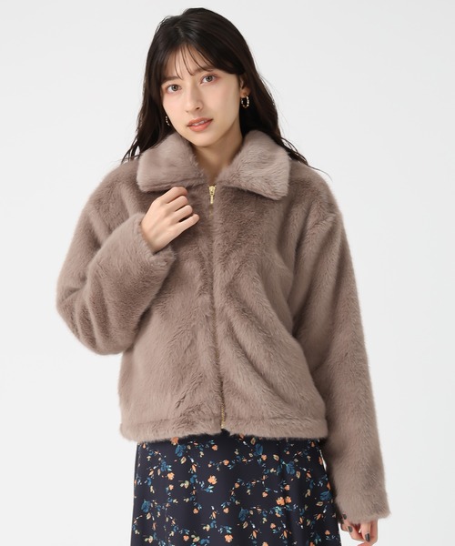 31 Sons de mode（トランテアン　ソン　ドゥ　モード）の「2025秋冬新作 フェイクファーショートブルゾン（ブルゾン・レディース・グレイッシュベージュ/アイボリー/ブラウン・S/M）」の5枚目の写真