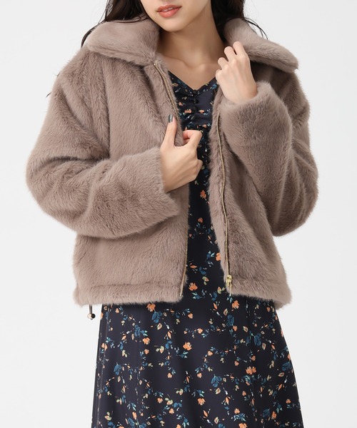 31 Sons de mode（トランテアン　ソン　ドゥ　モード）の「2025秋冬新作 フェイクファーショートブルゾン（ブルゾン・レディース・グレイッシュベージュ/アイボリー/ブラウン・S/M）」の6枚目の写真