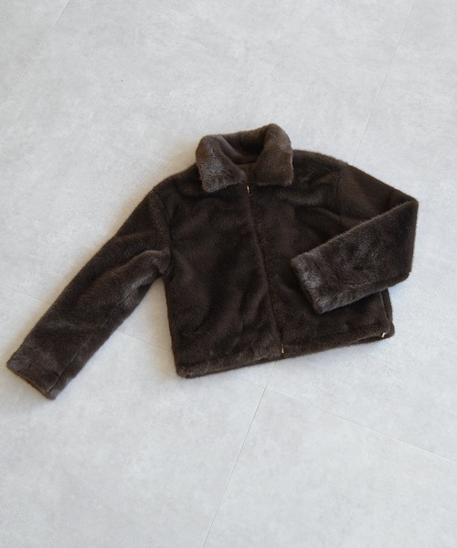 31 Sons de mode（トランテアン　ソン　ドゥ　モード）の「2025秋冬新作 フェイクファーショートブルゾン（ブルゾン・レディース・グレイッシュベージュ/アイボリー/ブラウン・S/M）」の20枚目の写真