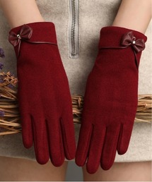 Burner（バーナー）の「【OKUOKU　0909】リボンモチーフ 裏起毛　タッチパネル対応　手袋 oku-gloves-3-8（手袋）」