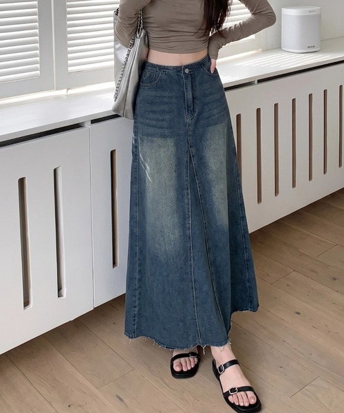 cammie(キャミー)の「デザインデニムスカート(スカート・レディース・ブルー・M/L)」の1枚目の写真