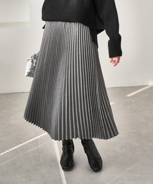 セール】ラメチェックプリーツスカート/着丈が選べる（スカート