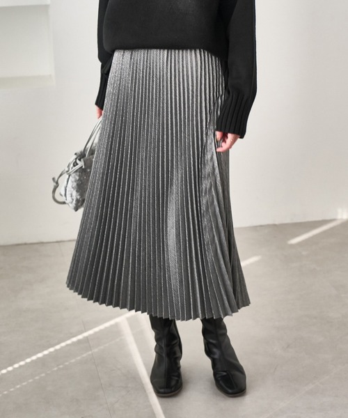 セール】ラメチェックプリーツスカート/着丈が選べる（スカート