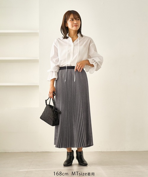 スカート ラメチェックプリーツスカート レディース セール ラメチェックプリーツスカパン （ロング・マキシ丈スカート