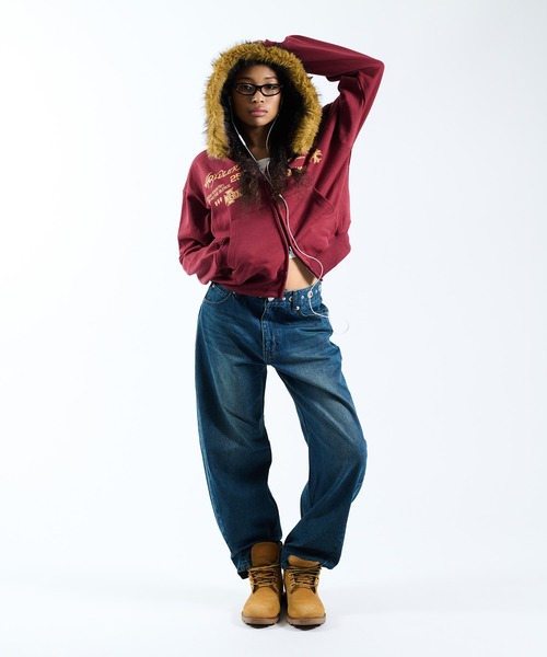 FTW(エフティダブリュー)の「FRONT LOGO ZIP UP FUR HOODIE(パーカー・レディース・グレー/ブラック/レッド・MEDIUM/LARGE/SMALL)」の18枚目の写真