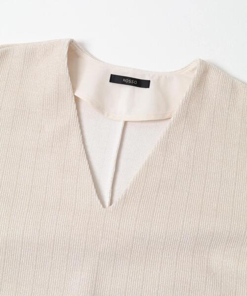 URBAN RESEARCH ROSSO WOMEN（アーバンリサーチ　ロッソ）の「Vネックモールラメプルオーバー（Tシャツ/カットソー・レディース・アイボリー/ネイビー・FREE）」の3枚目の写真