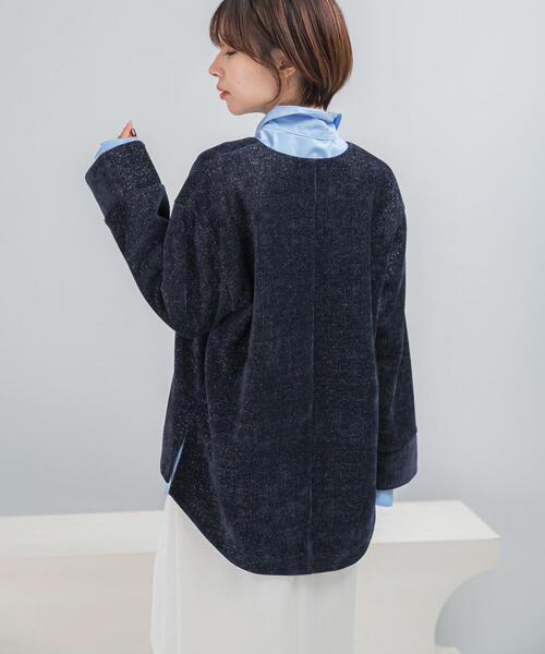 URBAN RESEARCH ROSSO WOMEN（アーバンリサーチ　ロッソ）の「Vネックモールラメプルオーバー（Tシャツ/カットソー・レディース・アイボリー/ネイビー・FREE）」の4枚目の写真