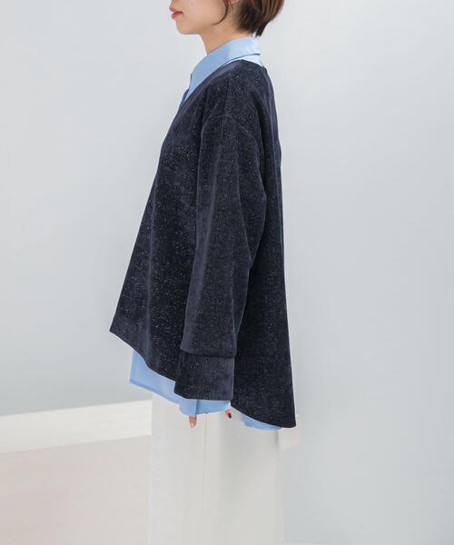 URBAN RESEARCH ROSSO WOMEN（アーバンリサーチ　ロッソ）の「Vネックモールラメプルオーバー（Tシャツ/カットソー・レディース・アイボリー/ネイビー・FREE）」の7枚目の写真