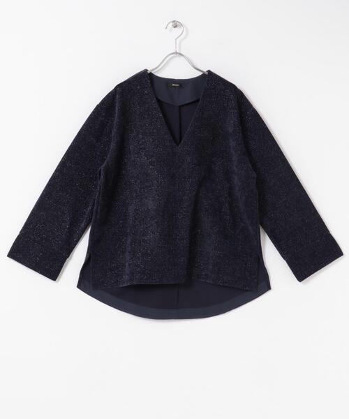 URBAN RESEARCH ROSSO WOMEN（アーバンリサーチ　ロッソ）の「Vネックモールラメプルオーバー（Tシャツ/カットソー・レディース・アイボリー/ネイビー・FREE）」の10枚目の写真