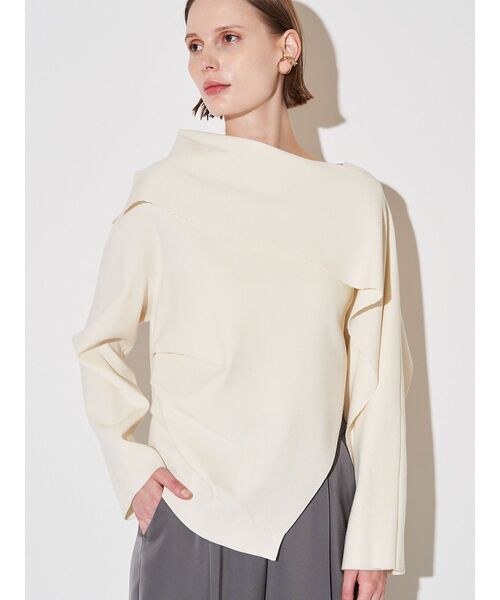 ELENDEEK（エレンディーク）の「アシンメトリーラッフルニット（ニット/セーター・レディース・ブラック/ブラウン/オフホワイト・FREE）」の8枚目の写真