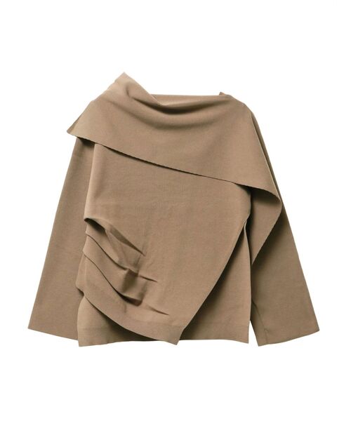 ELENDEEK（エレンディーク）の「アシンメトリーラッフルニット（ニット/セーター・レディース・ブラック/ブラウン/オフホワイト・FREE）」の5枚目の写真