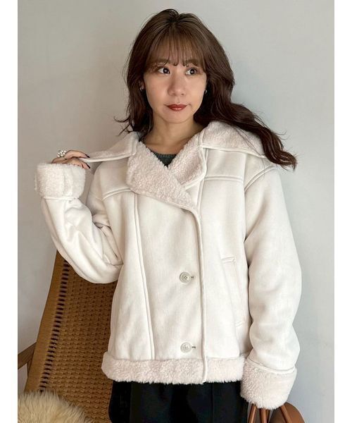 ビックカラーボアジャケット（ブルゾン）｜LILY BROWN（リリーブラウン