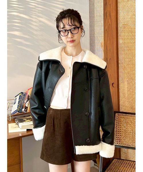 ビックカラーボアジャケット（ブルゾン）｜LILY BROWN（リリーブラウン