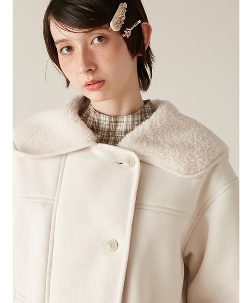 LILY BROWN(リリーブラウン)の「ビックカラーボアジャケット(ブルゾン・レディース・ホワイト/ブラウン/ブラック・F)」の9枚目の写真