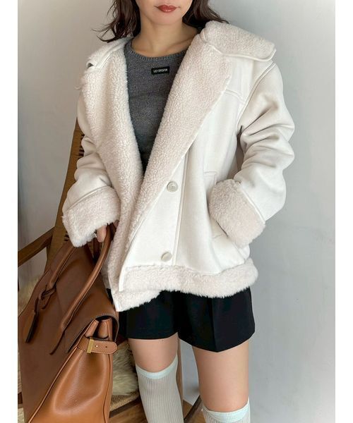 BEIGE, ウールアウター　オフホワイト4 アソート中綿スタンドブルゾン（ブルゾン/ジャンバー） | tk.TAKEO