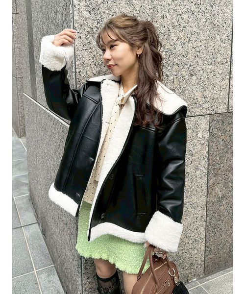 セール】ビックカラーボアジャケット（ブルゾン）｜LILY BROWN（リリー