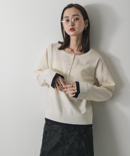 ヘンリーネックレイヤードセーター（ニット/セーター）｜SENSE OF