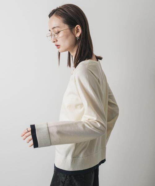 SENSE OF PLACE by URBAN RESEARCH（センスオブプレイスバイアーバンリサーチ）の「ヘンリーネックレイヤードセーター（ニット/セーター・レディース・ベージュ/ブラウン/アイボリー/ブラック・ONE）」の5枚目の写真