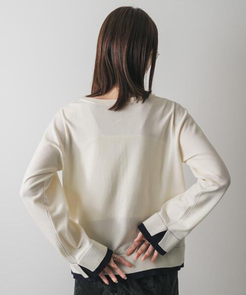 SENSE OF PLACE by URBAN RESEARCH（センスオブプレイスバイアーバンリサーチ）の「ヘンリーネックレイヤードセーター（ニット/セーター・レディース・ベージュ/ブラウン/アイボリー/ブラック・ONE）」の6枚目の写真