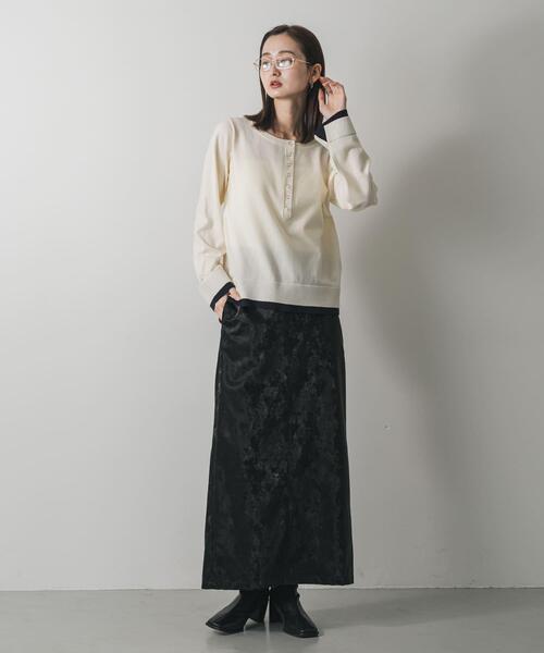 SENSE OF PLACE by URBAN RESEARCH（センスオブプレイスバイアーバンリサーチ）の「ヘンリーネックレイヤードセーター（ニット/セーター・レディース・ベージュ/ブラウン/アイボリー/ブラック・ONE）」の7枚目の写真