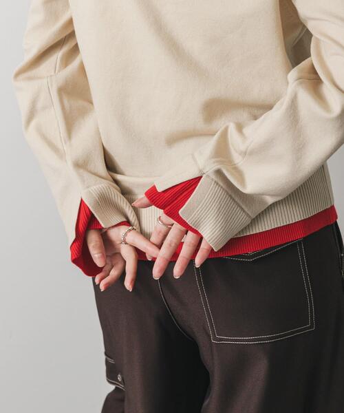 SENSE OF PLACE by URBAN RESEARCH（センスオブプレイスバイアーバンリサーチ）の「ヘンリーネックレイヤードセーター（ニット/セーター・レディース・ベージュ/ブラウン/アイボリー/ブラック・ONE）」の11枚目の写真