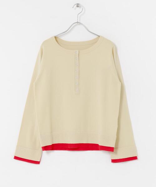 SENSE OF PLACE by URBAN RESEARCH（センスオブプレイスバイアーバンリサーチ）の「ヘンリーネックレイヤードセーター（ニット/セーター・レディース・ベージュ/ブラウン/アイボリー/ブラック・ONE）」の15枚目の写真