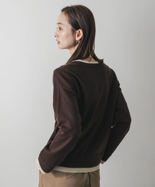 SENSE OF PLACE by URBAN RESEARCH（センスオブプレイスバイアーバンリサーチ）の「ヘンリーネックレイヤードセーター（ニット/セーター・レディース・ベージュ/ブラウン/アイボリー/ブラック・ONE）」の22枚目の写真