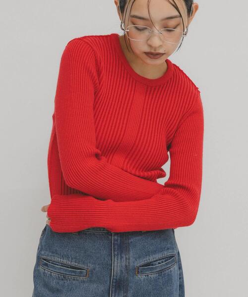 KBF（ケイビーエフ）の「illi　ランダムRIBクルーネックニット（ニット/セーター・レディース・ブルー系その他/レッド系その他/グレー系その他/ホワイト系その他・ONE）」の19枚目の写真