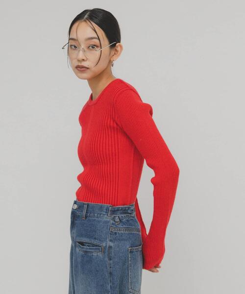 KBF（ケイビーエフ）の「illi　ランダムRIBクルーネックニット（ニット/セーター・レディース・ブルー系その他/レッド系その他/グレー系その他/ホワイト系その他・ONE）」の21枚目の写真