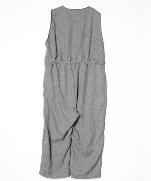 セール】ポリエステルツイードのサロペットパンツ【グレー